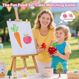 RuiHawk Egg Crayons for Toddlers 1-3, 16 Pack Jumbo Palm Grasp Crayons with Anti-Roll Flat Bottom & Fruit Patterns - Washable, Non-Toxic & Unbreakable Art Supplies for Kids, Gift for Boys & Girls