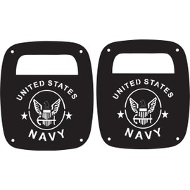 JeepTails U.S. Navy Tail lamp Light Covers Compatible with Jeep Wrangler YJ and TJ Black Set of 2