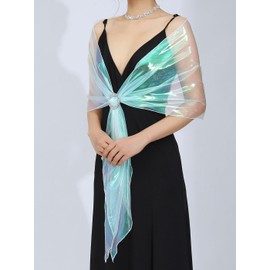 EASEDAILY Women's Shawls and Wraps for Evening Dresses Sparkle Sheer Wedding Scarf Bridal Stole Cape for Birdesmaid and Birde
