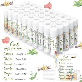 Siifert 50 Pcs Christian Lip Balm Bulk Bible Verses Lip Balm Scripture Christian Gifts for Women Faith Religious Church Party Favor Inspirational Gift for Valentines Mother Teacher Nurse (Fresh)