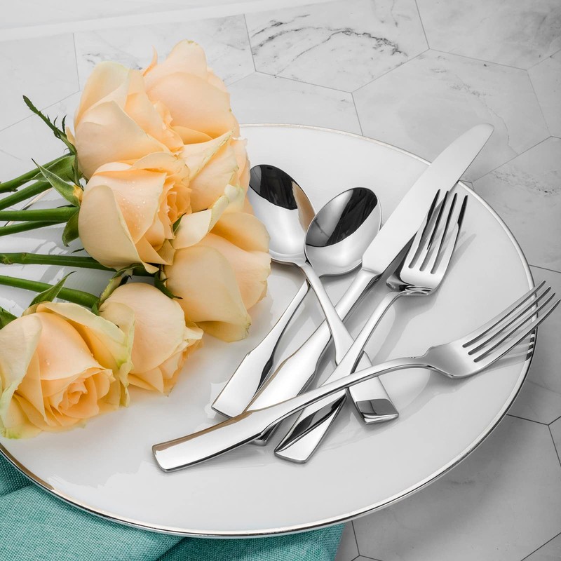 Alata Kate 65-Piece Silverware Set with Utensil-Serving Set, Service for