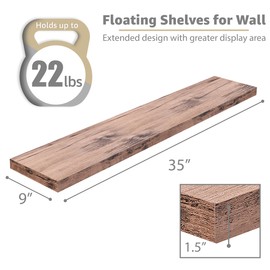 Sorbus Floating Shelves for Wall - 2 Long Floating Shelves for Bedroom, Kitchen, Living Room, Bathroom Shelves, Home Decor, Farmhouse - 35 x 9 Inch Wall Mounted Floating Shelves for Wall, White