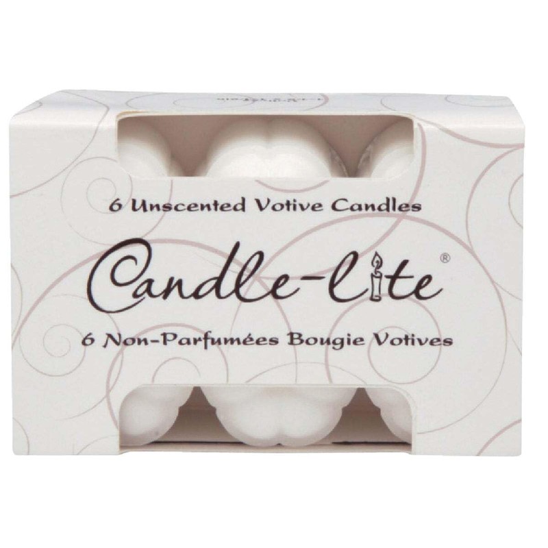 Candle lite 1601595 White Unscented Votives 6 Count