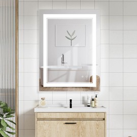 40" x 30" LED Bathroom Mirror with Lights, LED Mirror for Bathroom, Lighted, Anti-Fog, Dimmable Adjustable, 3 Colors, Vertical/Horizontal, CRI90+,Touch Button, Memory