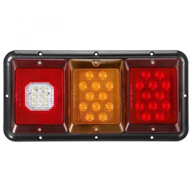 Partsam 2x LED Triple Tail Lights 45 LEDs Rectangle Vertical Horizontal Mount LED Trailer Truck Camper RV Stop Turn Tail Lights Backup Reverse Taillights w Gasket Black Base Amber/Red/Clear Lens 12V