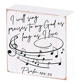Dicksons TPLK33-236 I Will Sing Praises As Long As I Live Whitewashed 3 x 3 Inch MDF Decorative Wall Tabletop Sign Plaque