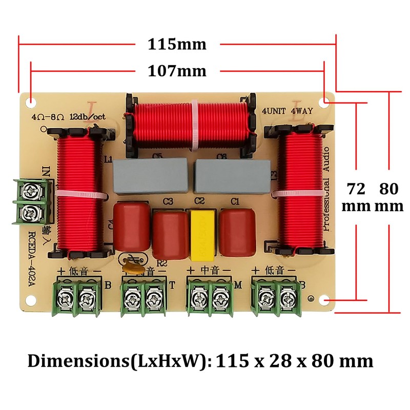 HiQltyla 250W 4-Way Speaker Crossover, RCEDA-402A Passive Crossover for Car