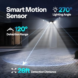 VIVOHOME Solar Flood Lights Outdoor, 256 LED 2500LM Motion Sensor Lights, 3 Adjustable Heads Security Lights, IP65 Waterproof, 270° Wide Lighting Angle Solar Powered Lights for Porch, Yard, 3 Pack