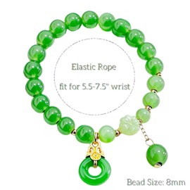 CINSKYING Fengshui Jade Bracelet, Handmade Bracelet with Good Luck Charm-J3