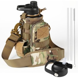 Tactical Stainless Steel Water Bottle, Thermos Flask, Outdoor, 32 Oz, Military Water Bottle for Outdoor, Hiking, Camping, Hunting (CP)