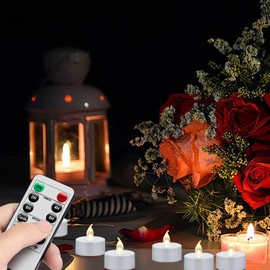 Boakboary LED Tea Lights with Remote Control: 24pcs Flickering Flameless Candles,Long Lasting 400+Hours,Battery Operated Electric Tealight for Home Decoration Seasonal&Festival Celebration(Warm White)