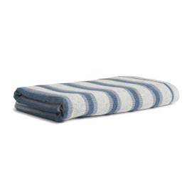 Möve Bohemian Dreams Cross Stripes Bath Towel 67 x 140 cm 100% Cotton Nature/Steel Blue