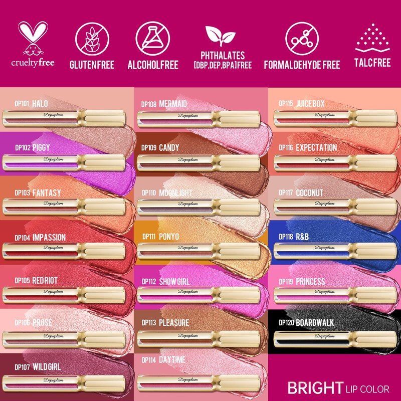 Depuplum Chocolate Lipsticks for Women Metallic Lipstick Long Lasting Non
