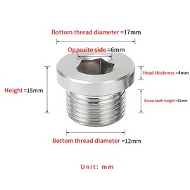 M12 1.25mm Oxygen Sensor Remove Socket Sensor Blanking Plug Hex Bolt Bung Plug for Motorcycles, Cars