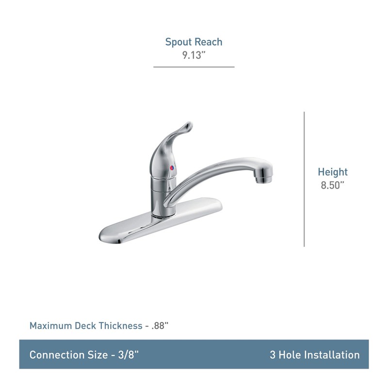 Moen Chateau Chrome One-Handle Low Arc Kitchen Faucet for 3-Hole