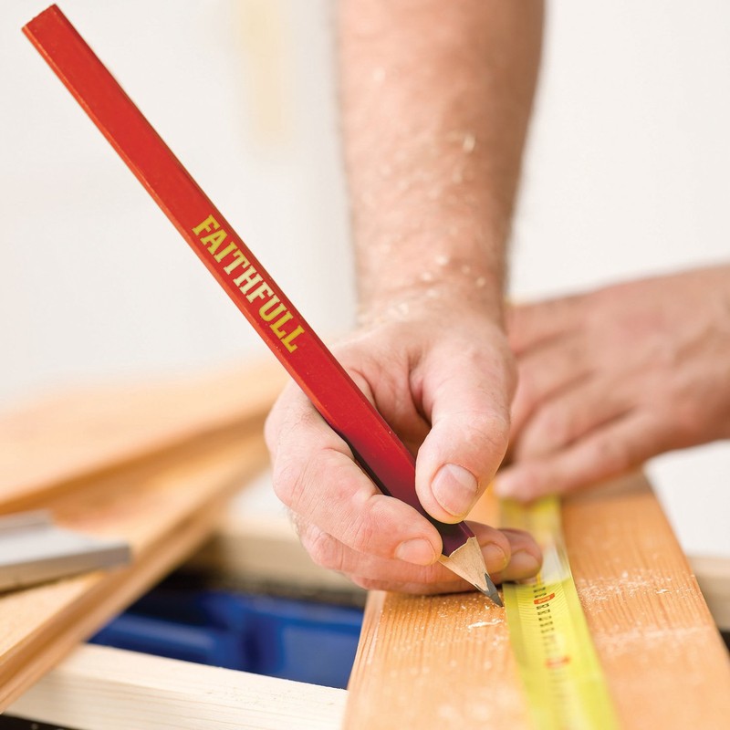 Faithfull Carpenters Pencils (3) Red - Medium