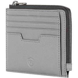 VON HEESEN® Genuine Leather RFID Card Holder Made of Nappa Leather - 9 Compartments - Landscape Format Credit Card Holder for Men and Women, gray, 02 cm