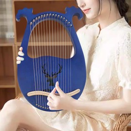 SHONFYVS Lyre Harp 16 Metal String Harp Solid Wood Mahogany with Tuning Wrenc, Professional Lyre Harp instrument Gift for Beginner Music Lovers Gift