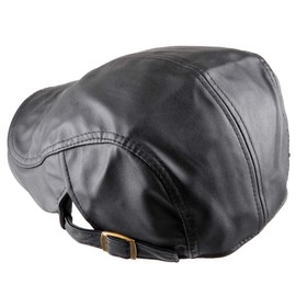 KYEYGWO Flat Caps for Men, PU Leather Newsboy Peaked Cabbie Ivy Gatsby Beret Hat Driving Cap(Black), 1-Black, One Size