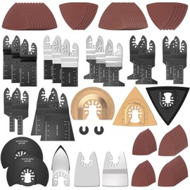 Protoiya 87 PCS Oscillating Tool Blades, Wood Metal Plastic Quick Release Oscillating Multitool Saw Blades Accessories with Sandpaper Compatible with Dewalt, Milwaukee, Makita, Ryobi, Rockwell, Bosch