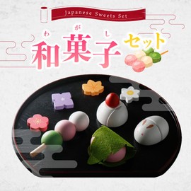 Woody Puddy Wooden Play Food for Kids Kitchen, Playing House Goods, Japanese Sweets Set for Boys and Girls Ages 3+ Years