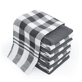 Chef Pomodoro Tea Towels, Cotton Tea Towels, Kitchen Towels, Grey Tea Towels, Kitchen Towels, Premium Quality Dry Towels, Set of 10, 63.5 x 38.1 cm