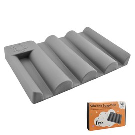 Coipdfty Soap Dishes, Upgrade Suction Silicone Shower Soap Dish with Drianage, Bar Soap Holder & Saver Waterfall Self-Draining to Keep Your Bar Soap Organized and Clean (1, Grey1)