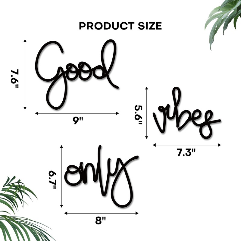 Rajukit Good Vibes Only Metal Wall Decor Inspirational Wall Signs