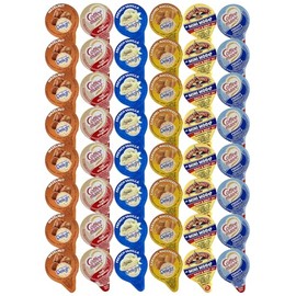 48 Assorted Coffee Creamer Singles Pack - 6 Flavored Variety Bundle, Including Caramel Macchiato, Half & Half, French Vanilla, and Hazelnut