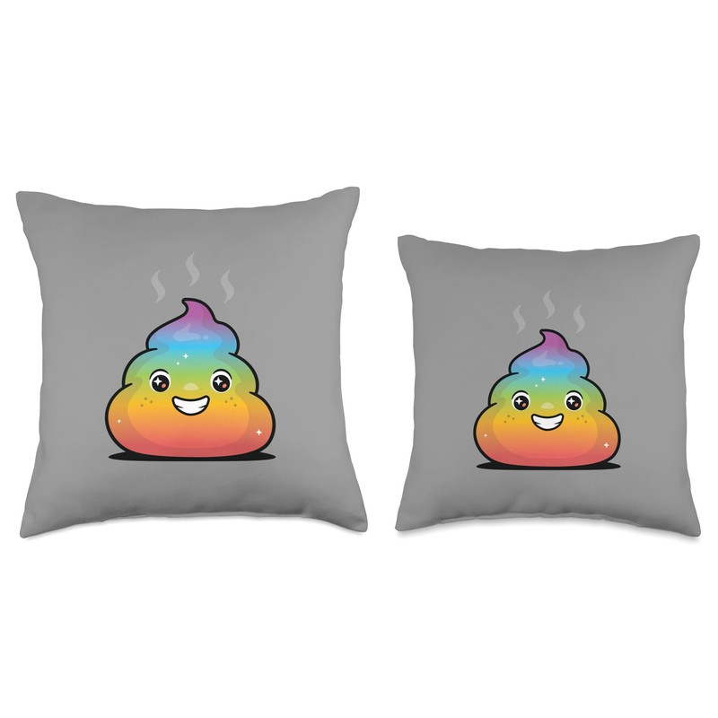 Rainbow Poop Throw Pillow