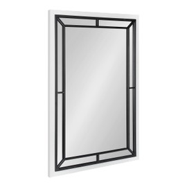 Kate and Laurel Audubon Modern Rectangle Wall Mirror, 24 x 36, White, Coastal Farmhouse Mirror for Wall