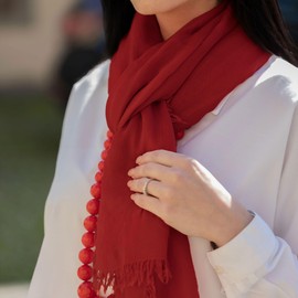 MAPIMANIA - Women's Scarf Made of Bamboo Viscose 100%, Summer Scarf Made in Italy, 180 x 90 cm, Pashminas Scarf Summer Light and Elegant - Eco-Friendly, red