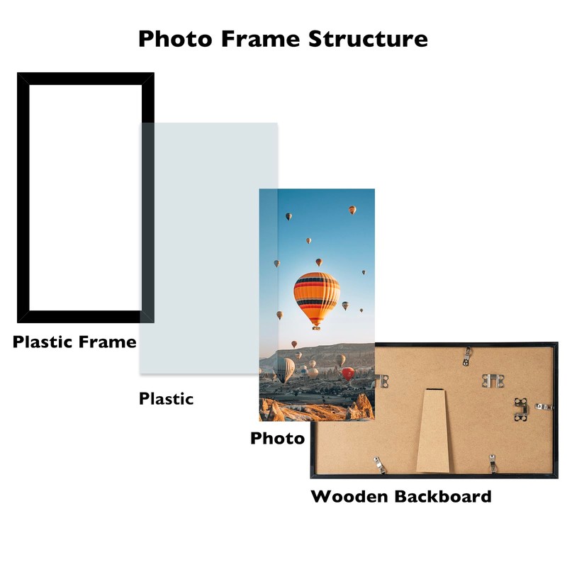 JCJMY 6x12 Picture Frame Black for Wall Hanging, Wall Mounting