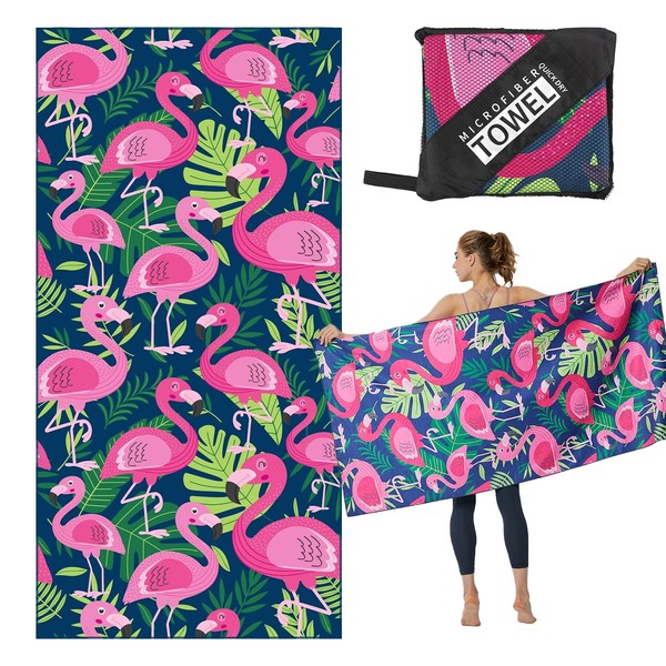 MEQUER Microfibre Beach Towel, Beach Towels For Adults, 71"x32" Large