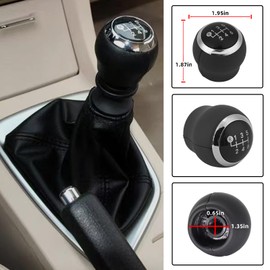 VBT Black 5-Speed Leather Shift Knob for Corolla - Glossy ABS Plastic Core, Direct Fit for 2007-2013 Manual Transmission