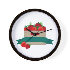 CafePress Crate of Strawberries 10" Wall Clock for Livingroom, Kitchen, or Office