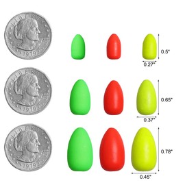 Dr.Fish 30 Pack Oval Foam Floats Trout Floats Fishing Rig Floats Pompano Walleye Catfish Crawler Harness Bead Stopper Sinker Stops Yellow 0.45X0.78