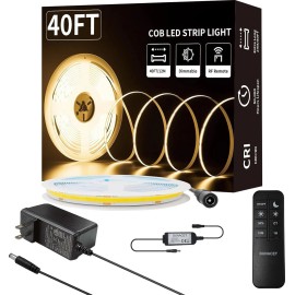 Durable Cob Led Light Strips and Dimmer Kits Are Suitable for Bedroom and Living Room DecorationLamp Power(W): 24, Length: 6M*2, Color: 4000K, Emitting Color: Warm white