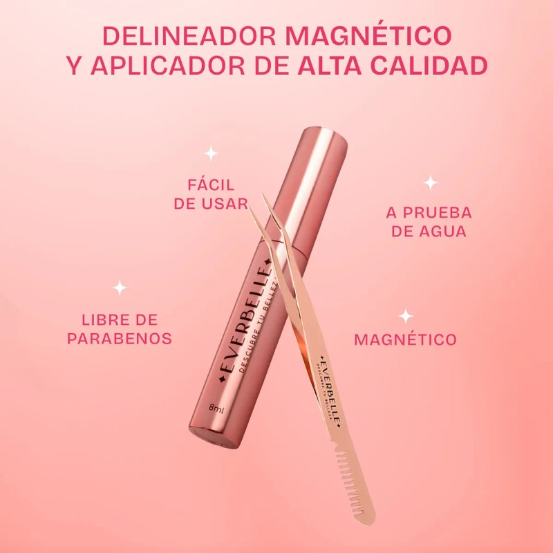 Kit De Pestañas Postizas 3d Magnéticas & Delineador De Ojos
