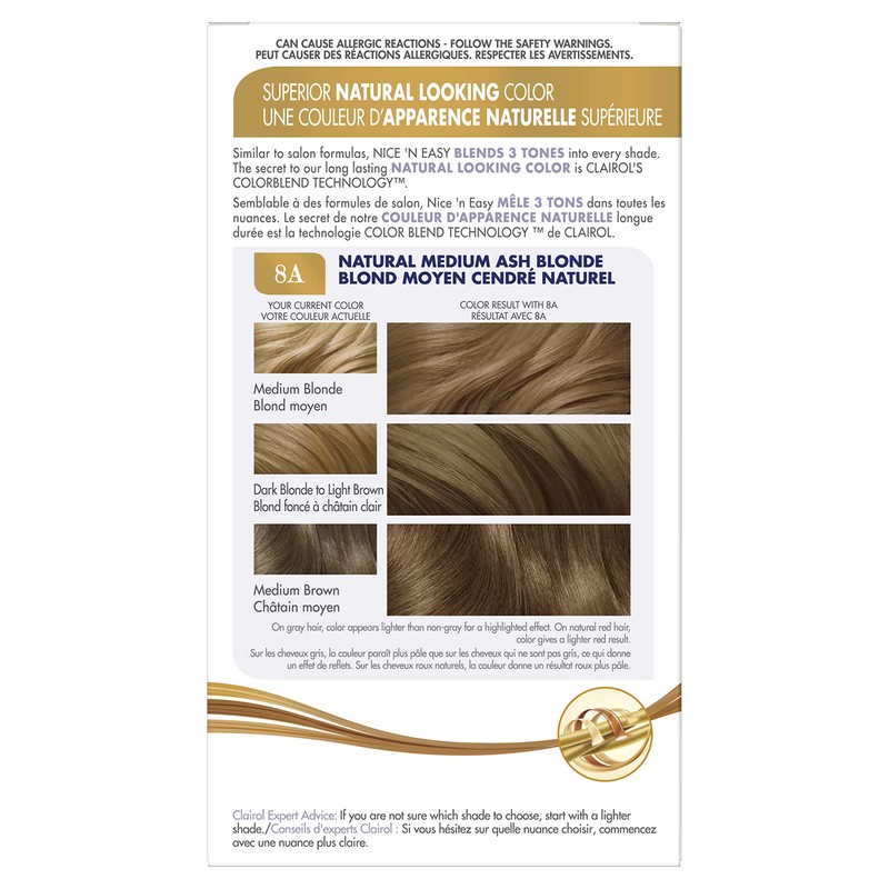 Clairol Nice'n Easy Liquid Permanent Hair Dye, 8A/106 Natural Medium