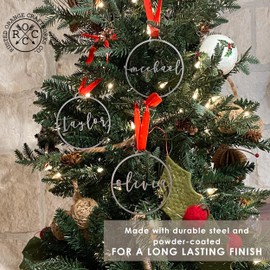 ROCC RUSTED ORANGE CRAFTWORKS CO. Minimalist Custom Ornaments (4 inch) - Customized Christmas Ornament Name Custom Ornament Metal Ornament Tree Customized Ornament for Couples or Family