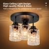 Ymlii 3-Lights Semi Flush Mount Ceiling Light Fixture,Matte Black Kitchen