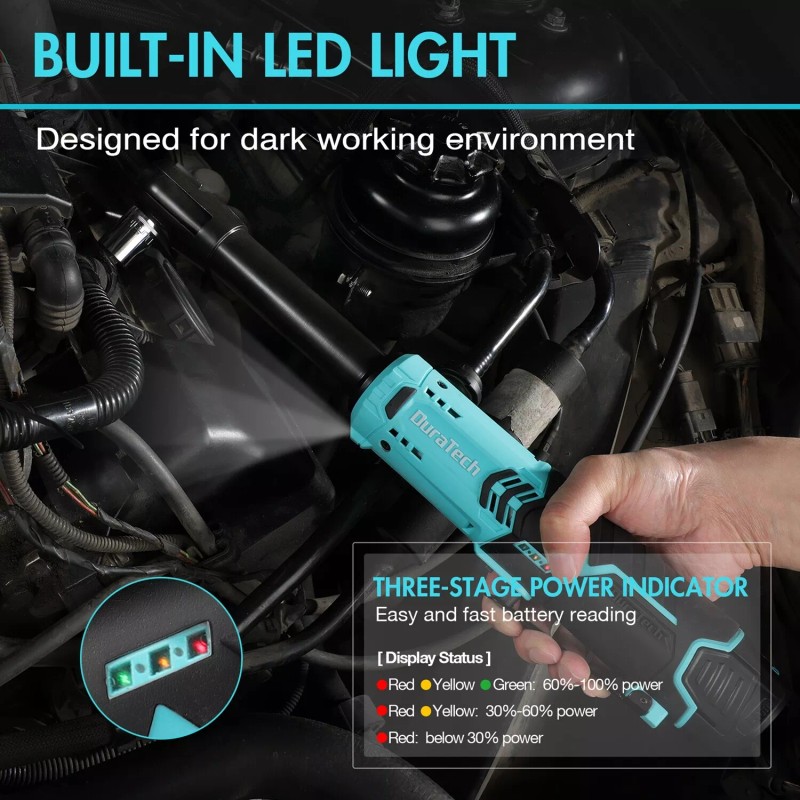 DURATECH Extended Cordless 3/8" 12V 44 Ft-Lbs Long Neck Electric