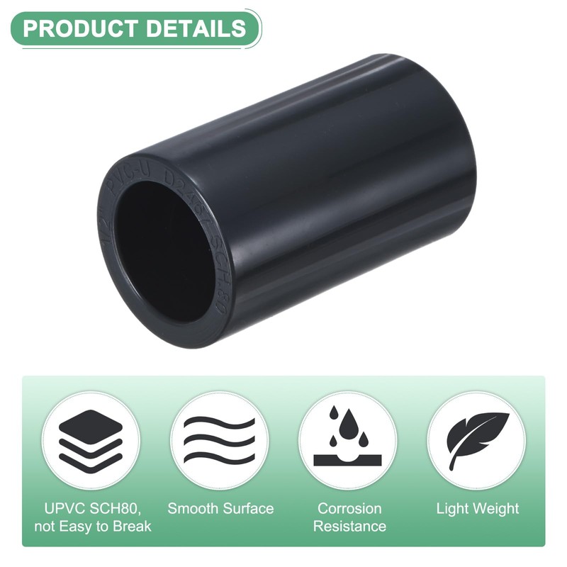 M METERXITY 4-Pack PVC Pipe Coupling Adapter, 1/2" Straight Coupling