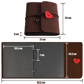 Álbum de Fotos, Álbumes de Recortes de Bricolaje 60 Páginas, Album de Fotos de Fieltro con Espacio de Escritura, Álbum de Fotos Autoadhesivo para Cumpleaños, Navidad, Pareja, Boda Aniversario (Marrón)