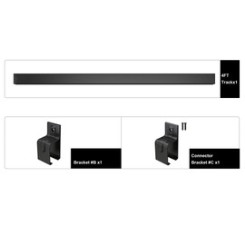 HARDJULAN 4FT Heavy-Duty Box Rail with 2 X Bracket, 450 lbs Capacity, Black Powder-Coated Finish,Kit for Outdoor Use