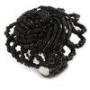 Avalaya 40mm Diameter/Black Glass Bead Daisy Flower Flex Ring/Size M