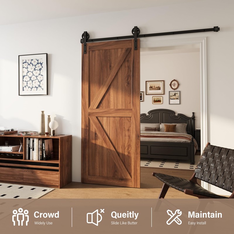 WINSOON 5-16FT Single Wood Sliding Barn Door Hardware Kit 8FT