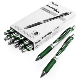 Pentel EnerGel XM BL77 Retractable Gel Ink Pen 0.7mm 54% Recycled Forest Green (Pack of 14)