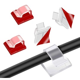 Cable Clips Clear (20 PCS), Adhesive Cable Clips for Cable Management Cord Organizer for Under Desk, Car, Wall